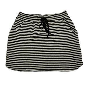 Renee C Black & Gray Striped Mini Skirt - Drawstring Waist - Casual Comfort